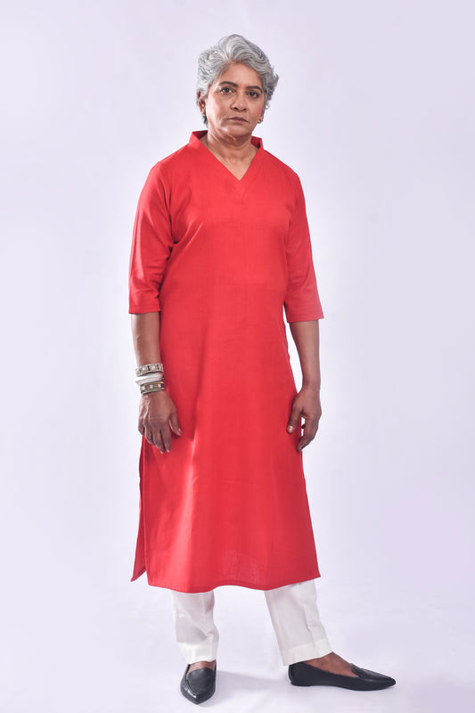 Easy Pizy Crimson Red Casual Kurta