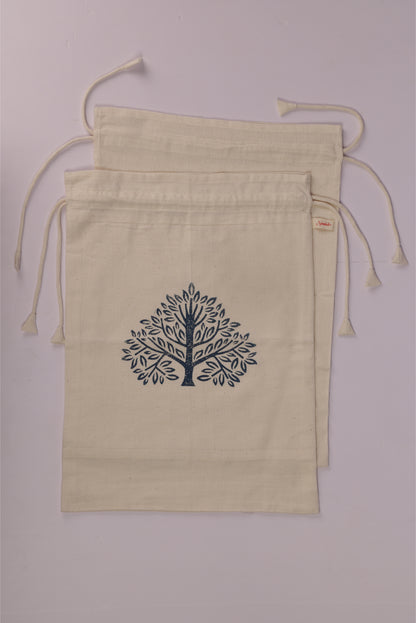 Tea Tree Block Printed Shoe Bag