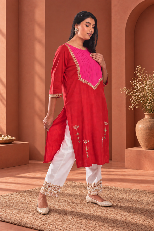 Lal Gulal Kurta Set