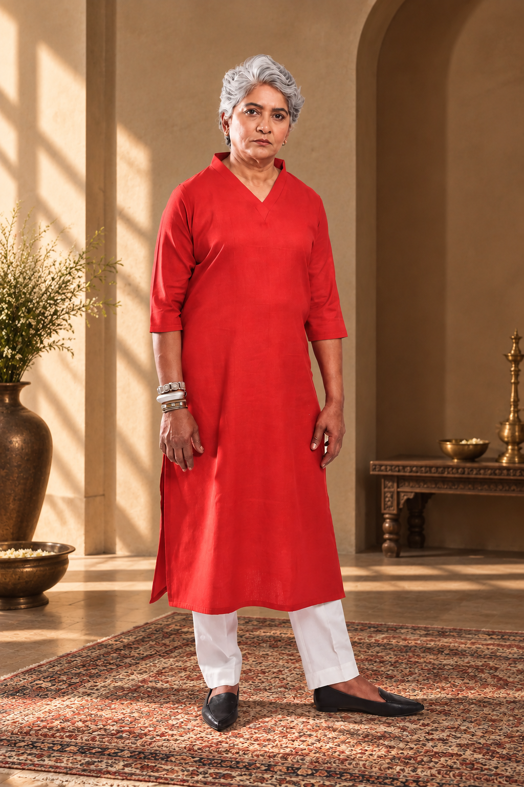 Easy Pizy Crimson Red Casual Kurta
