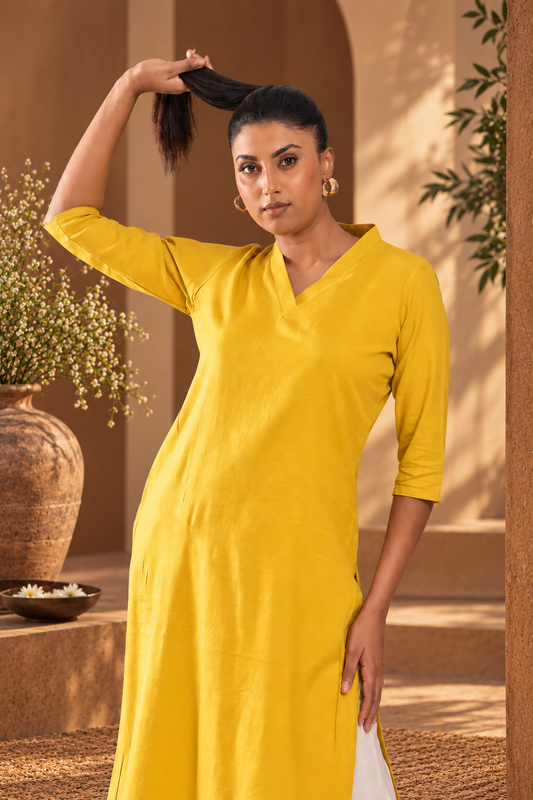 Easy Pizy Canary Yellow Casual Kurta