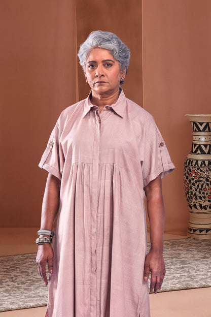 Anabella Chalk Beige Day Dress