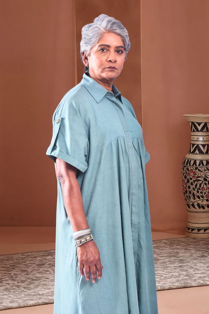 Anabella Greenish Grey Day Dress