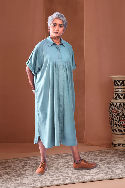 Anabella Greenish Grey Day Dress