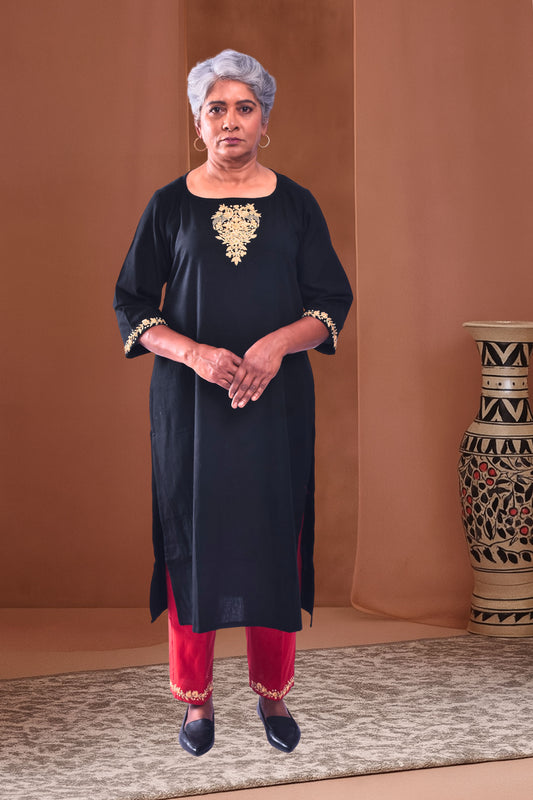 Black Rose Kurta Set