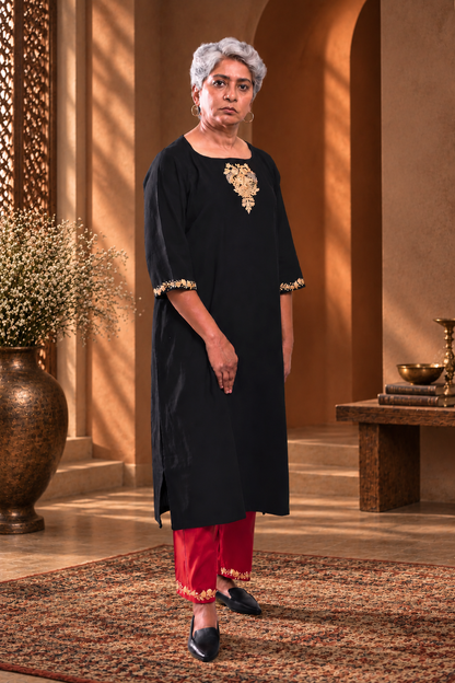 Black Rose Kurta Set