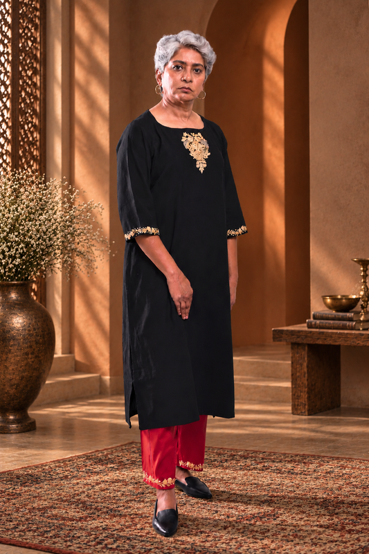 Black Rose Kurta Set