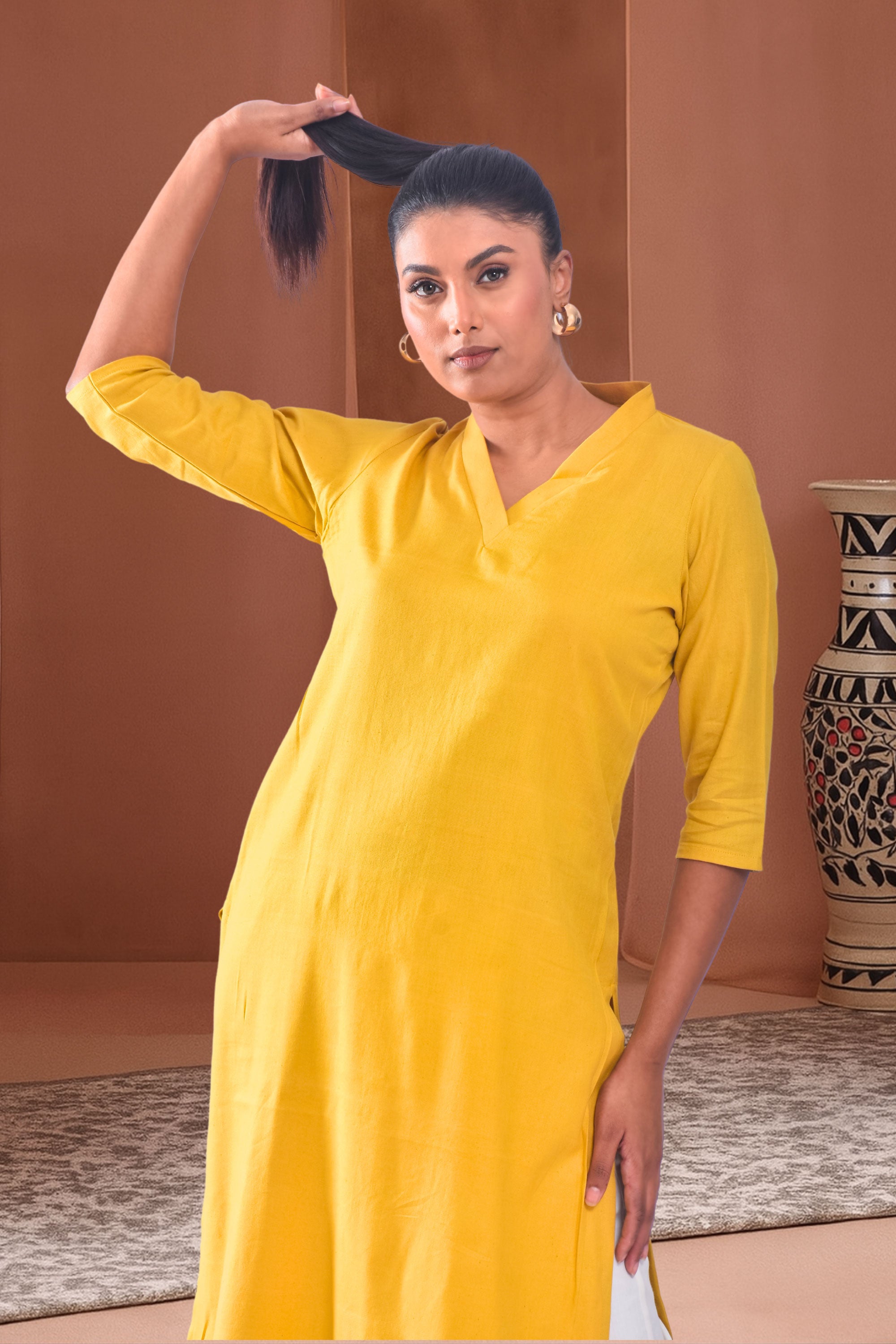 Easy Pizy Canary Yellow Casual Kurta