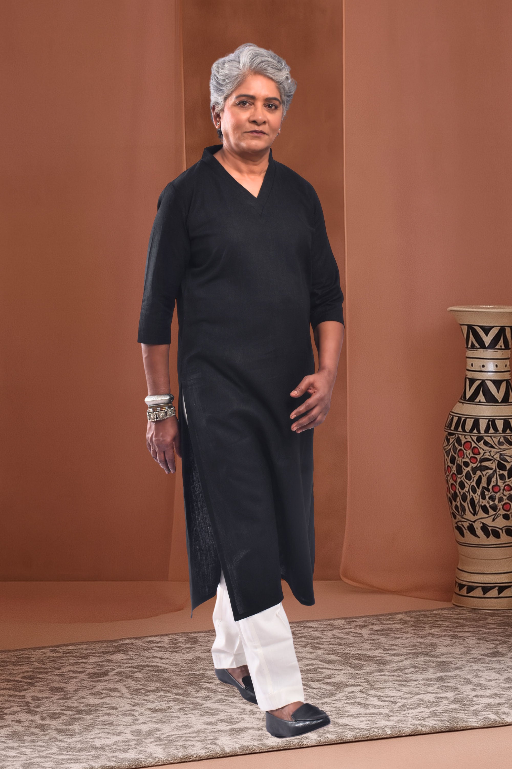 Easy Pizy Carbon Black Casual Kurta