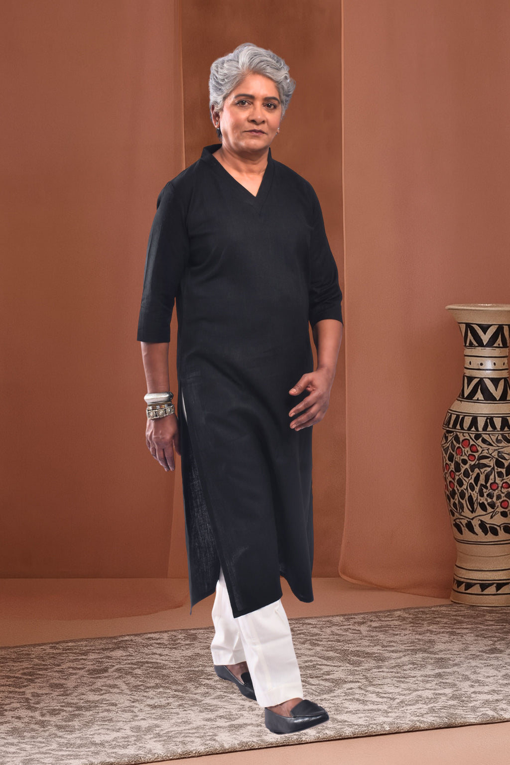 Easy Pizy Carbon Black Casual Kurta