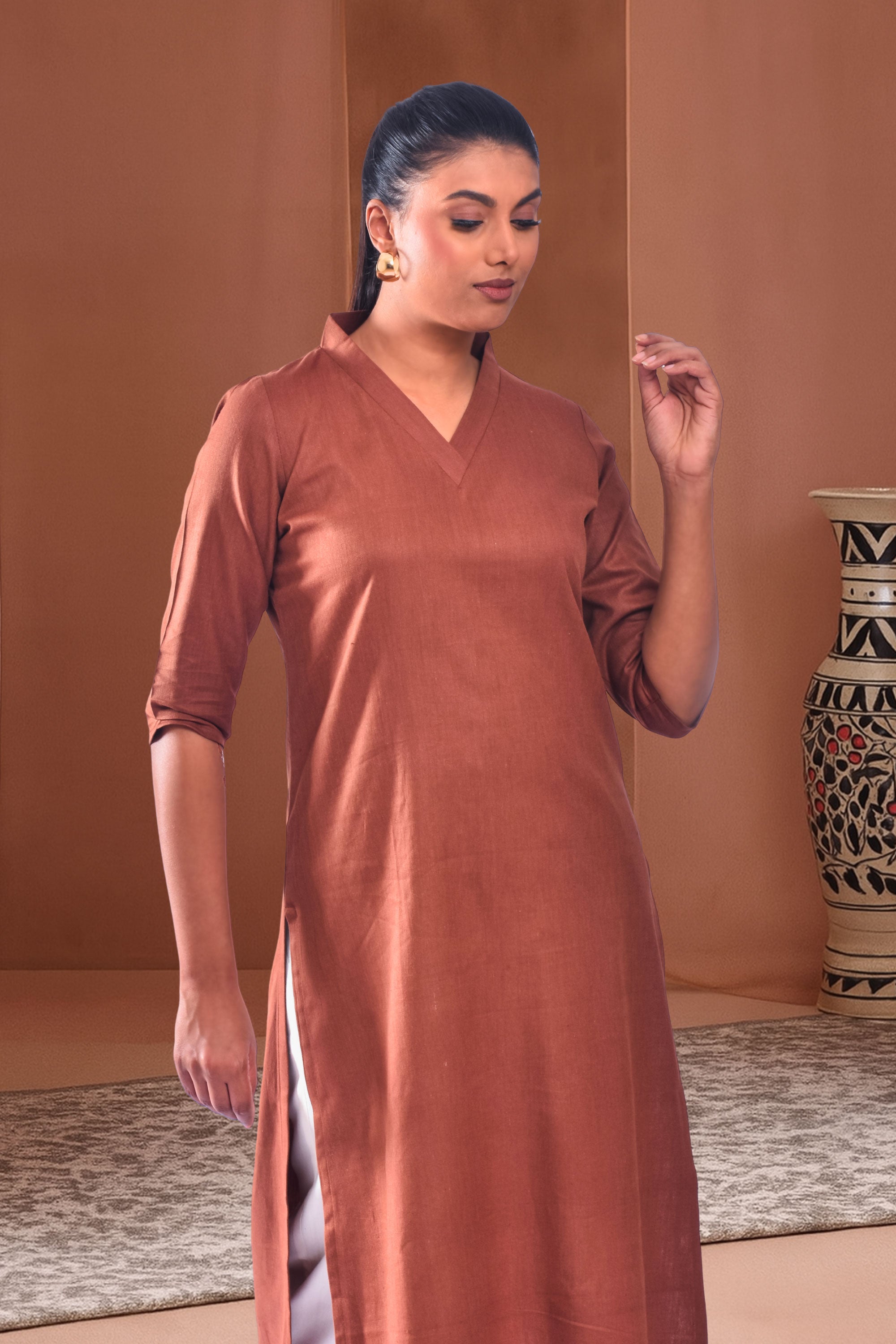 Easy Pizy Mocha Brown Kurti Casual Kurta