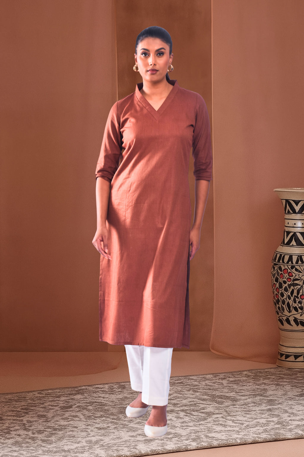 Easy Pizy Mocha Brown Kurti Casual Kurta