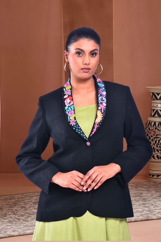 Jet Black Rangoli Blazer