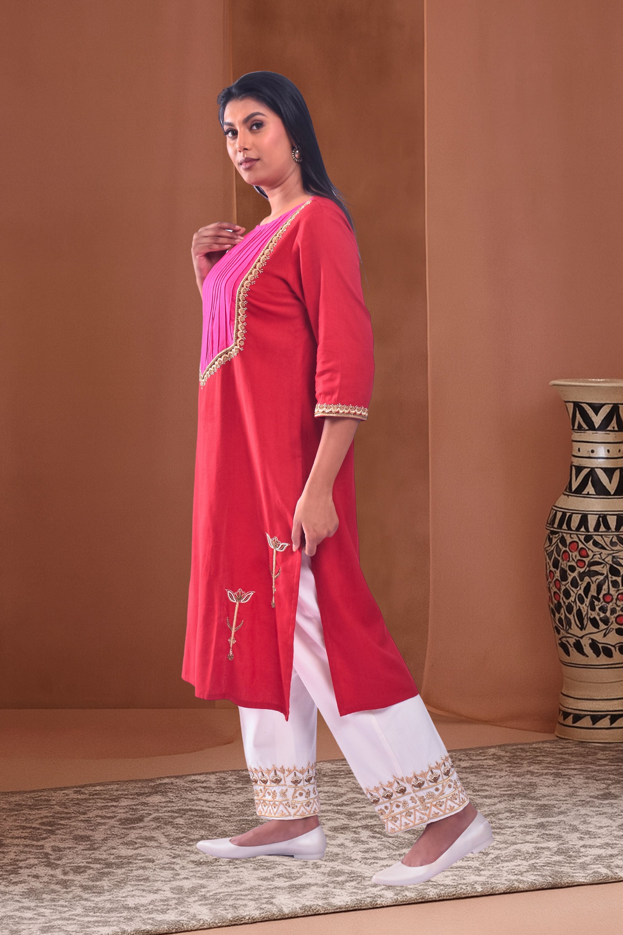 Lal Gulal Kurta Set
