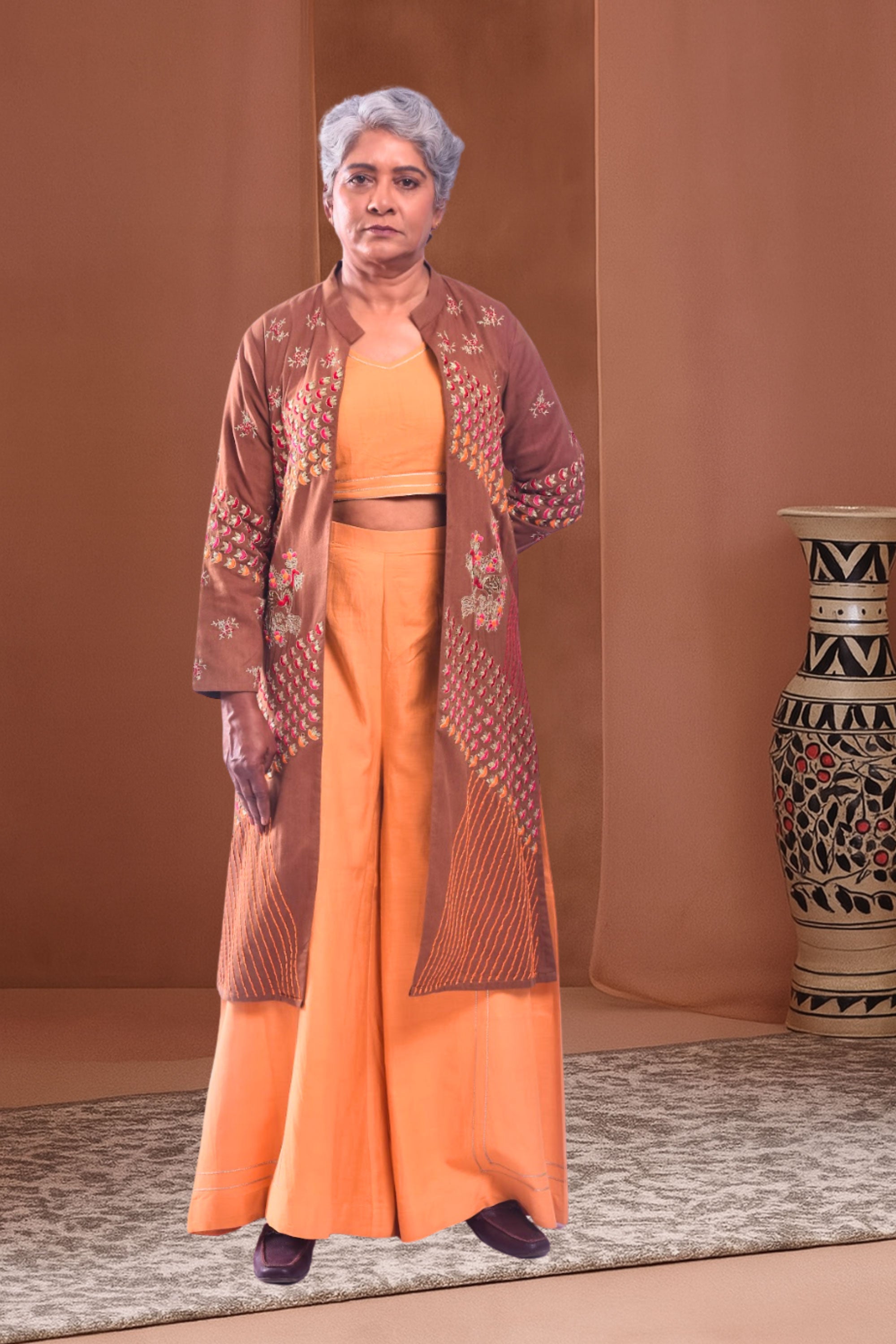 Shahi Overlay Jacket Boostier & Plazo Set